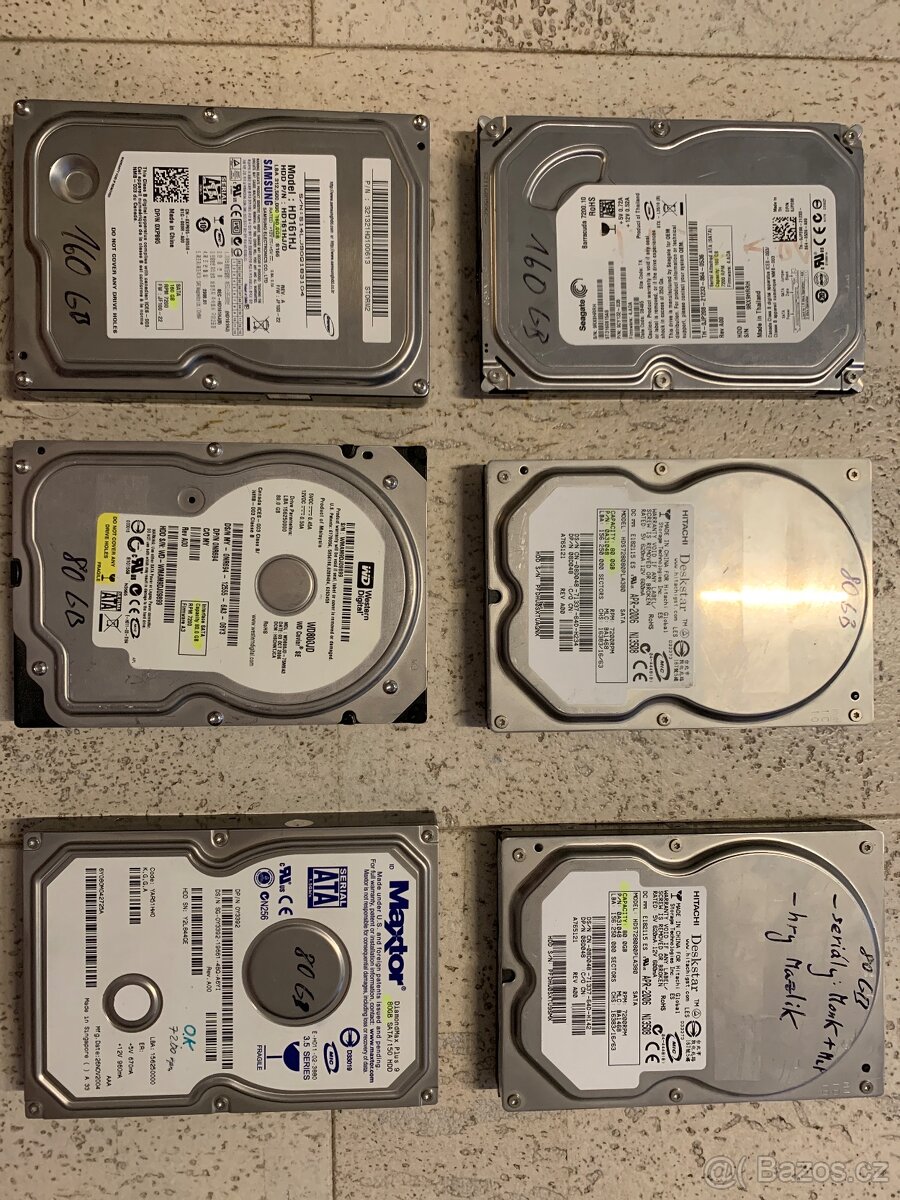 Sada starsich disku 3,5 sata HDD 4x80 GB, 2x160 GB