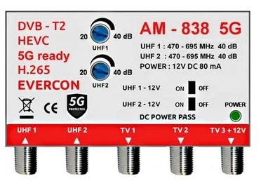 Anténní zesilovač AM-838 5G. Evercon AM-838 5G