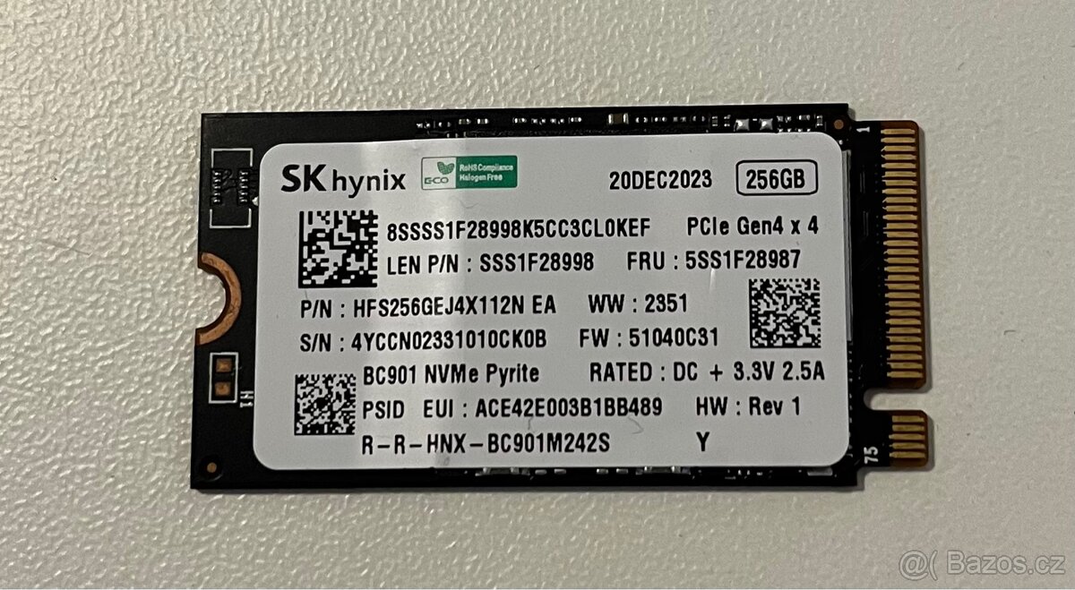 SK Hynix 256GB M.2 BC901 NVMe Pyrit PCIe Gen4 x4 SSD