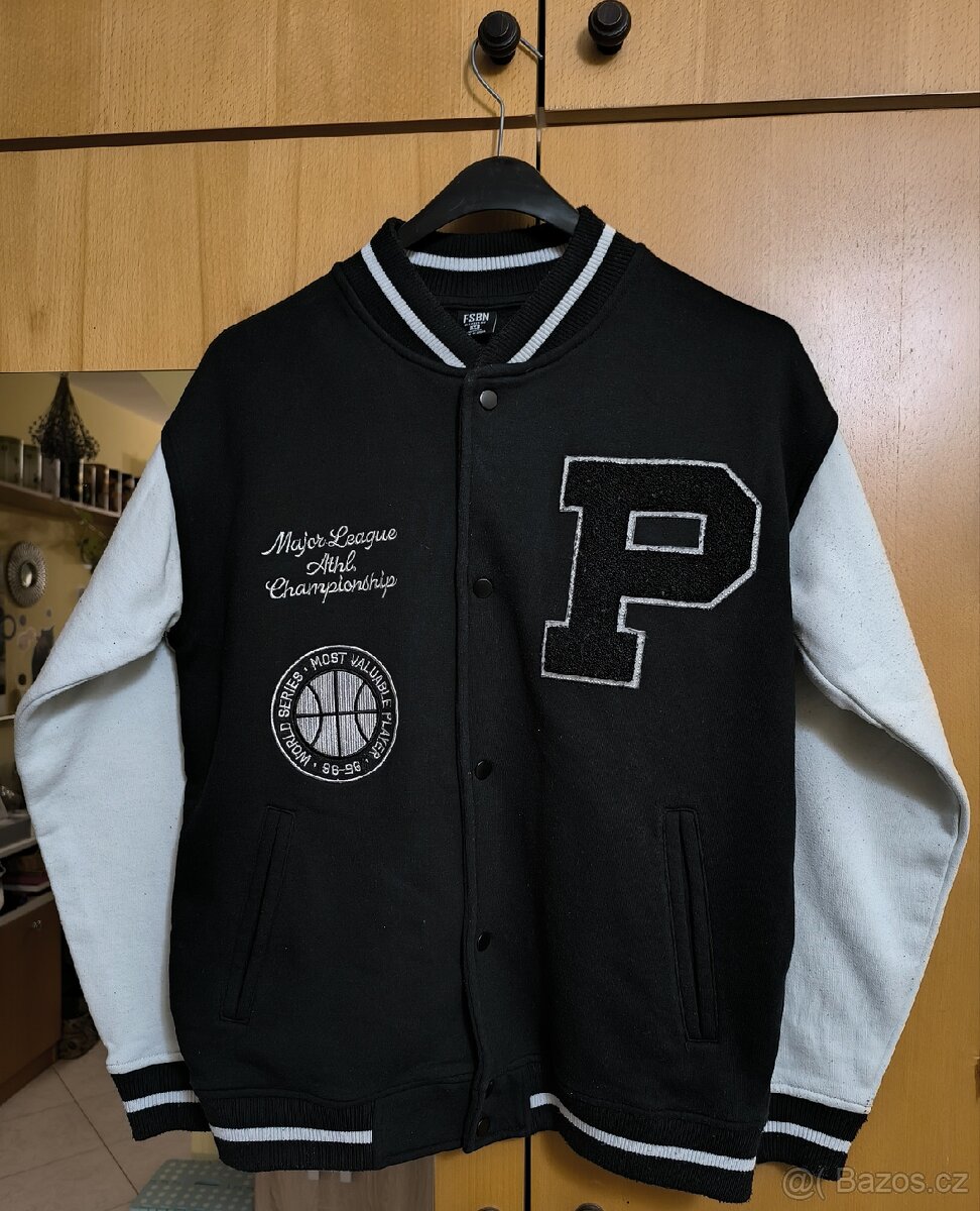 Pánská varsity bunda černobílá