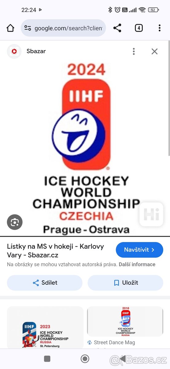MSv hokeji Praha lístky
