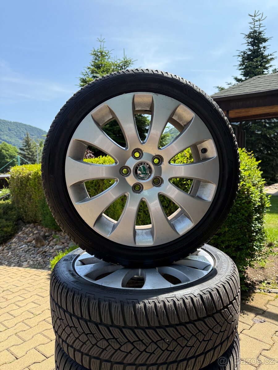 Originál 17″ ALU kola Škoda + zimní pneu 225/45/17