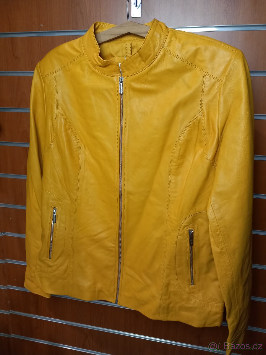 Becca Yellow Dámská Kožená Bunda Žlutá