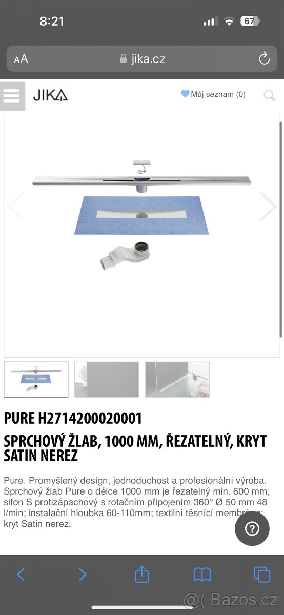Jika sprchový žlab 100cm