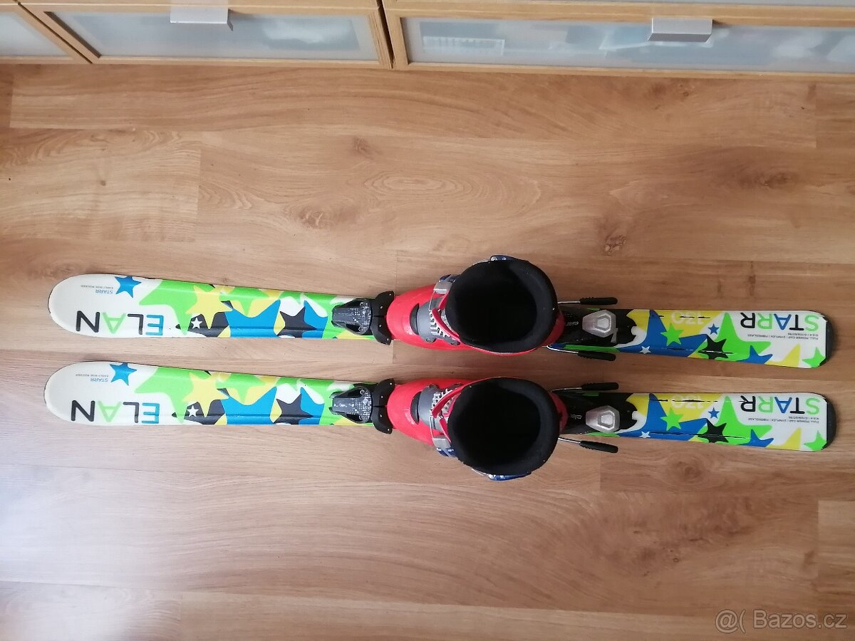 Dětské lyže 129cm, boty, tyčky