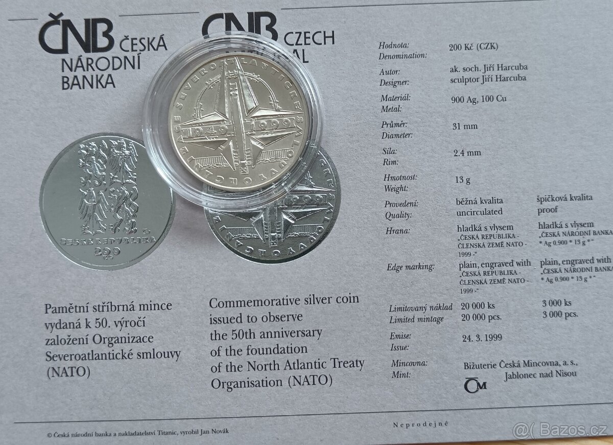 200kč ČNB 1999 - NATO 50.výročí smlouvy