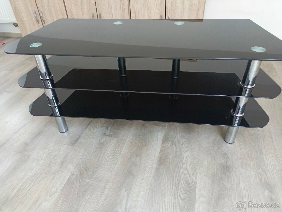 TV stolek, černé sklo