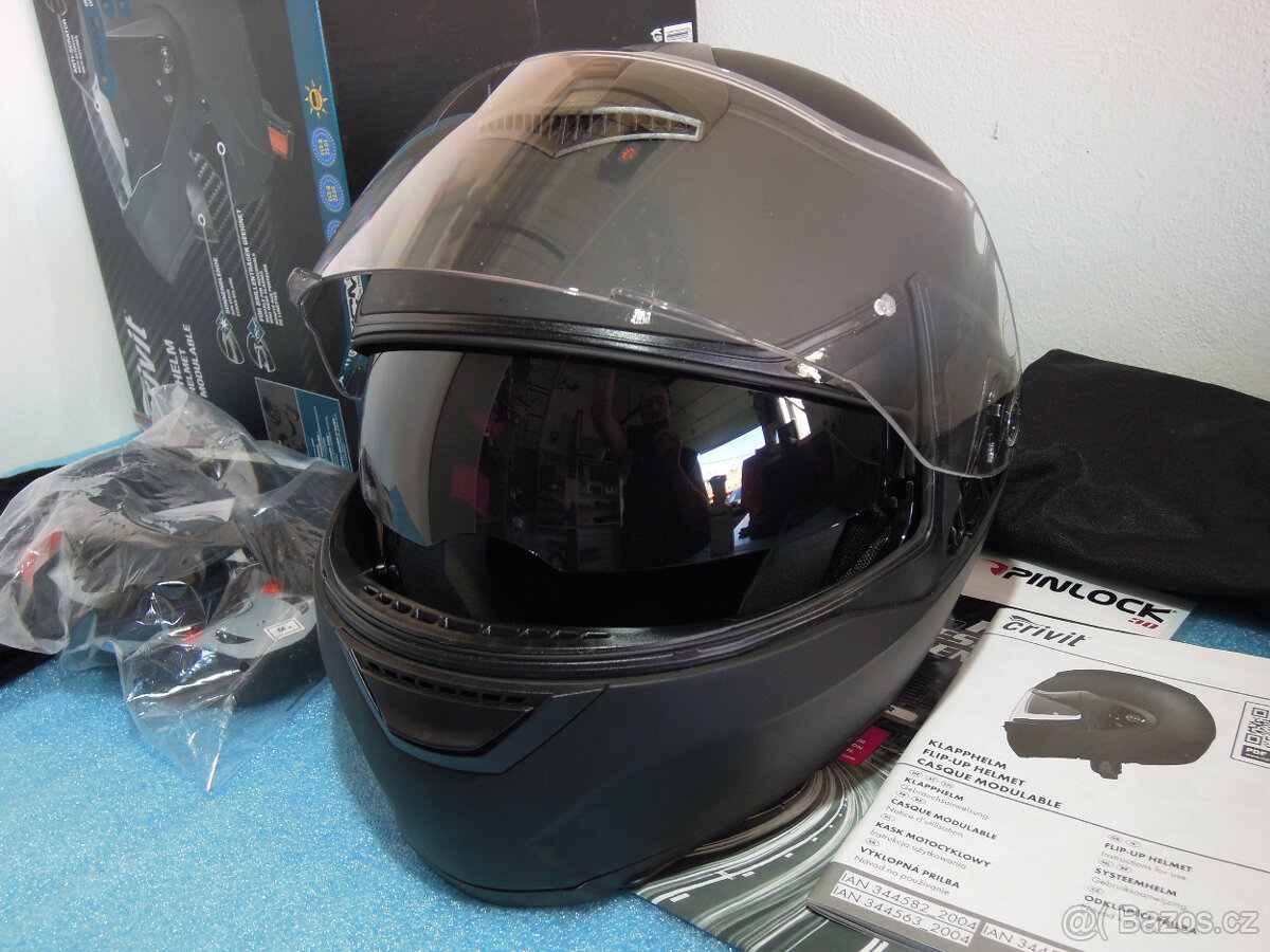 Vyklápěcí přilba na motorku Crivit Flip-up 344580 vel. M