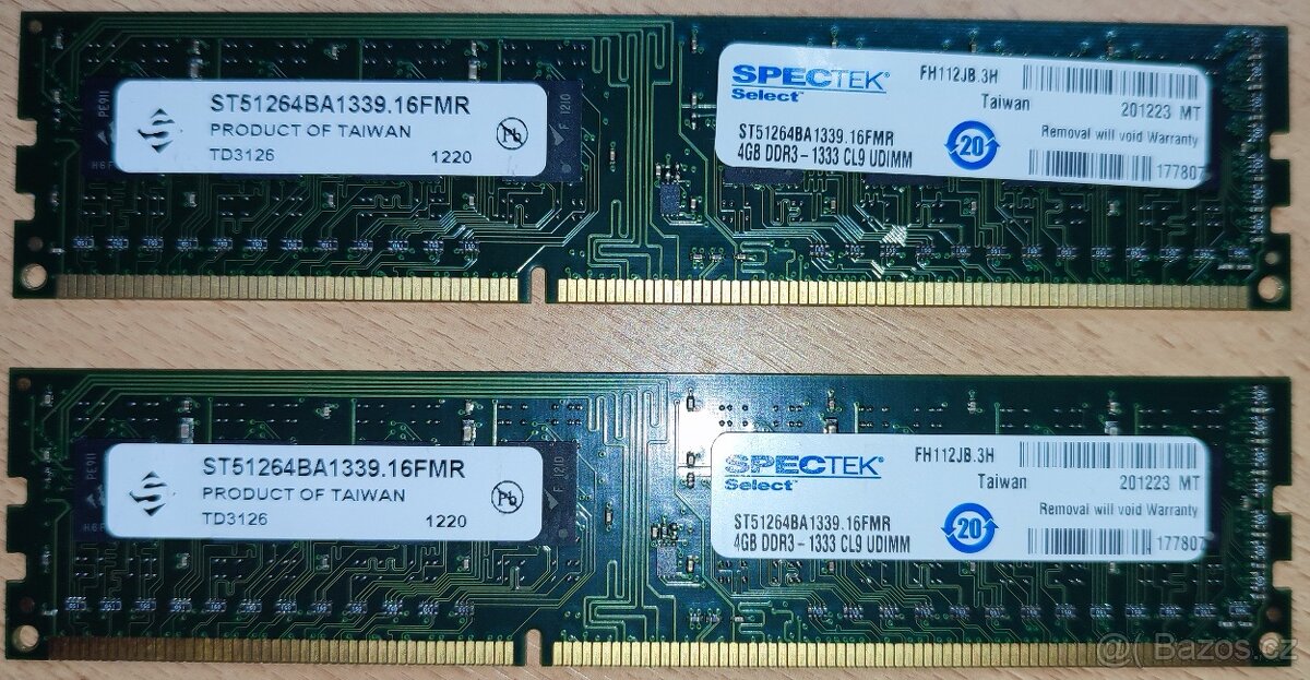 Paměť RAM 2x 4 GB DDR3 SPECTEK