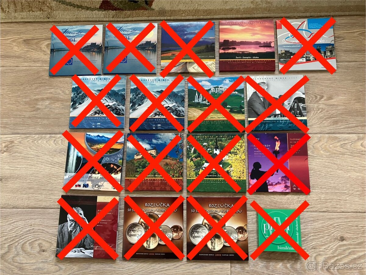 Sady slovenských obehových mincí BU a PROOF - koruna euro