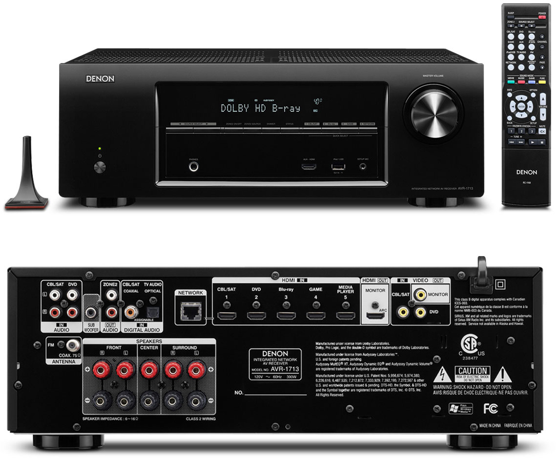 Denon AVR-1713, 5.1 AV Receiver HDMI 3D, Network, DO - sleva