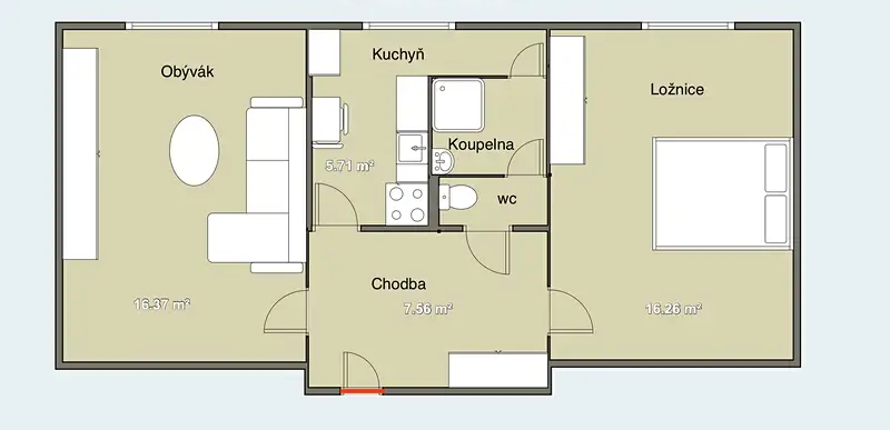 Pronájem bytu 2+1 52 m2, Teplá, 9000 Kč/měsíc