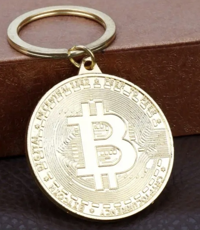 Přívěšek na klíče BIT.COIN Zlatý, stříbrný a rose.