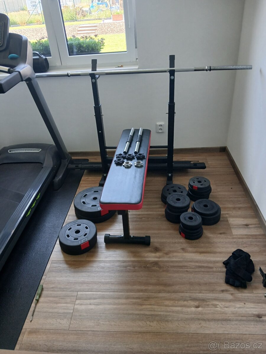 Posilovací lavice +činky