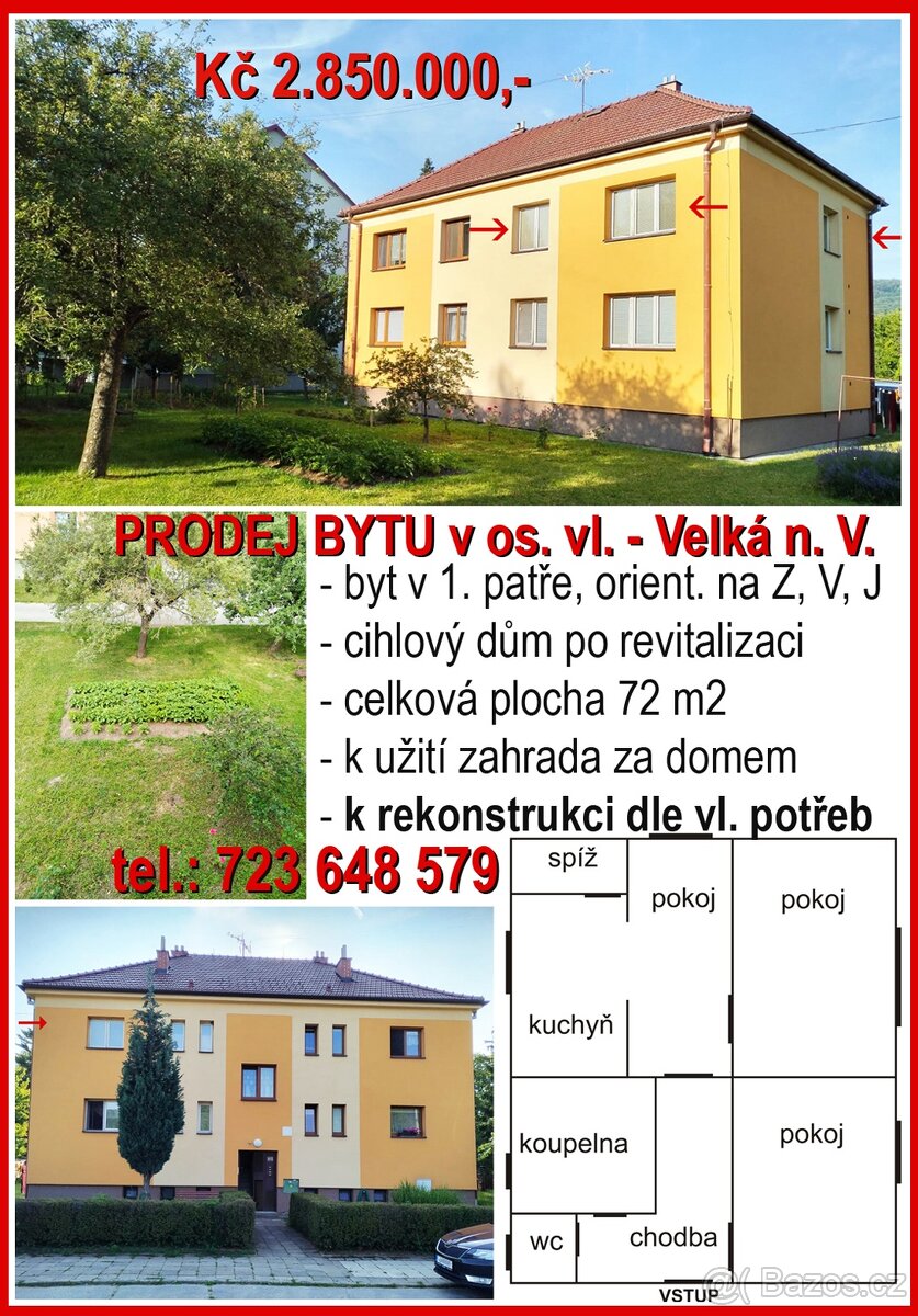 Byt 72m2 Velká nad Veličkou