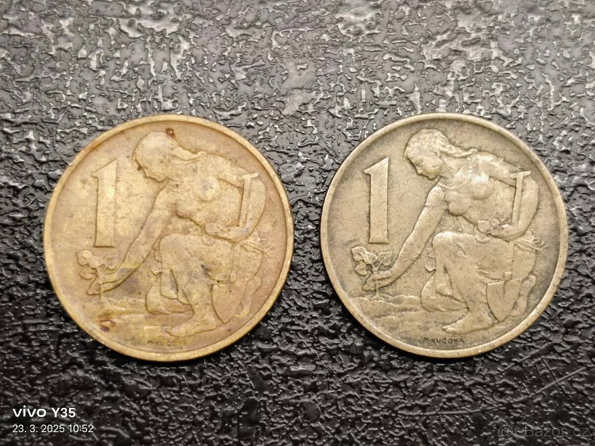 1 koruna 1976 obě varianty