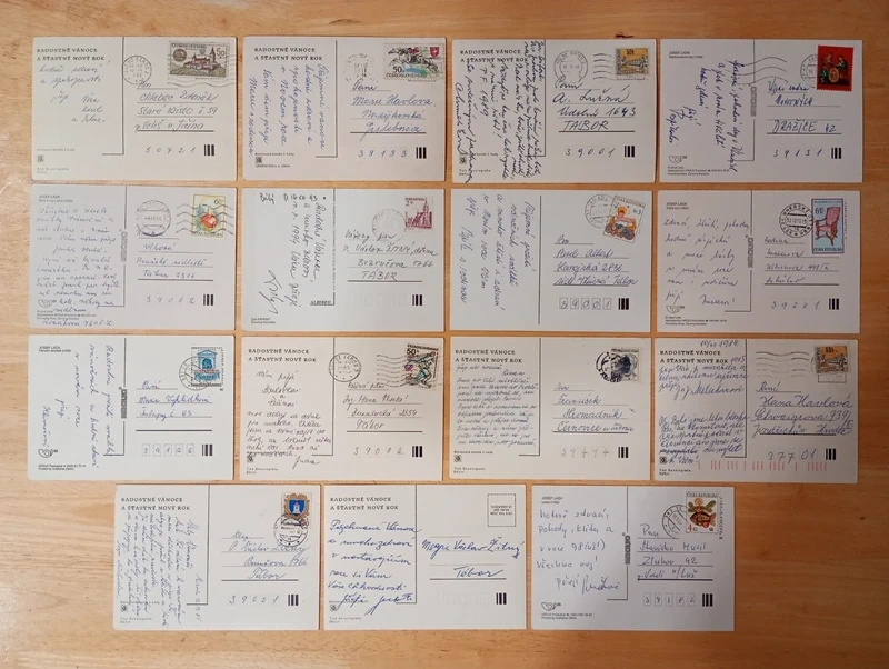 J. Lada, pohlednice Vánoce, zima, 34 ks