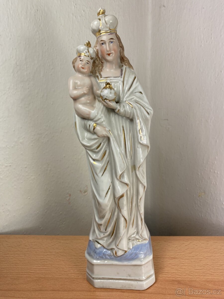 Madona s Ježíškem porcelán socha