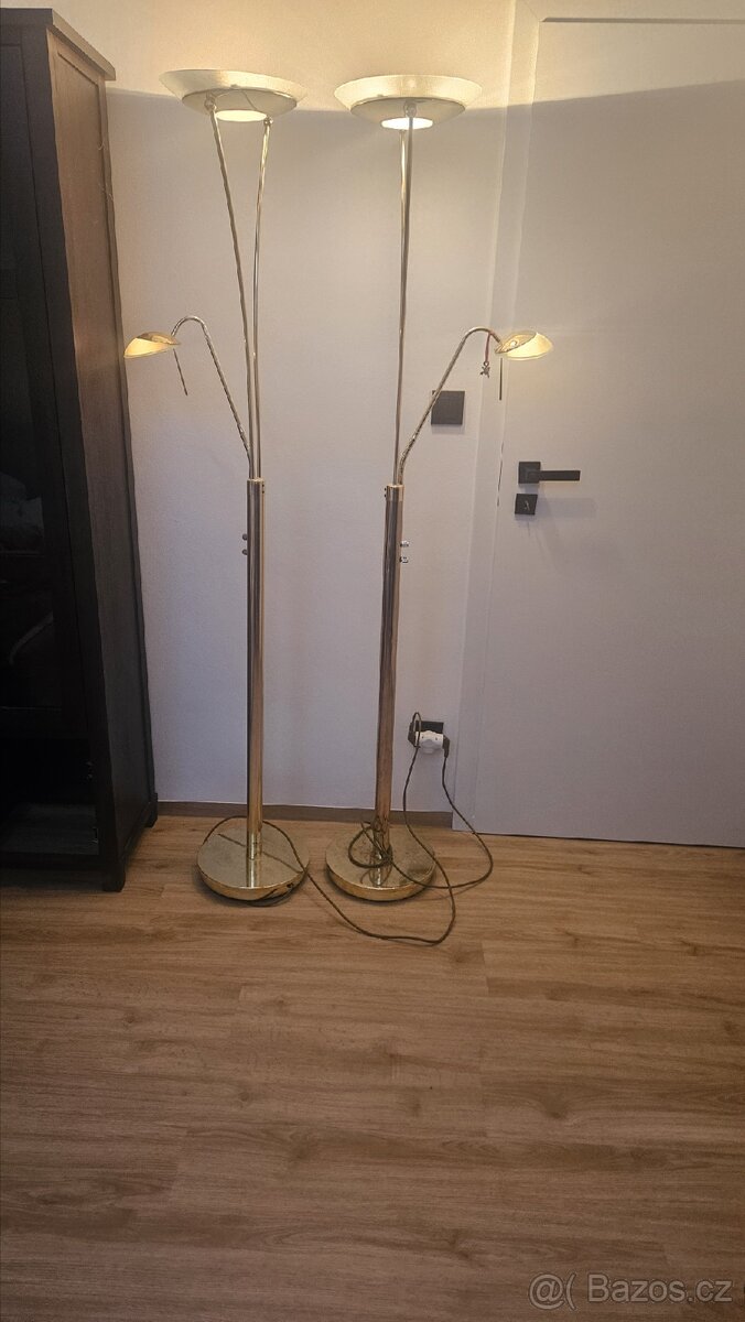 Interiérová sloupová lampa zlatá