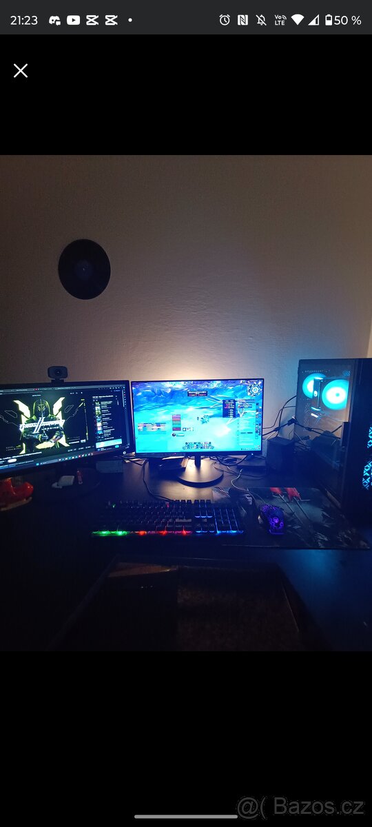 Herní PC+židle 2x monitory