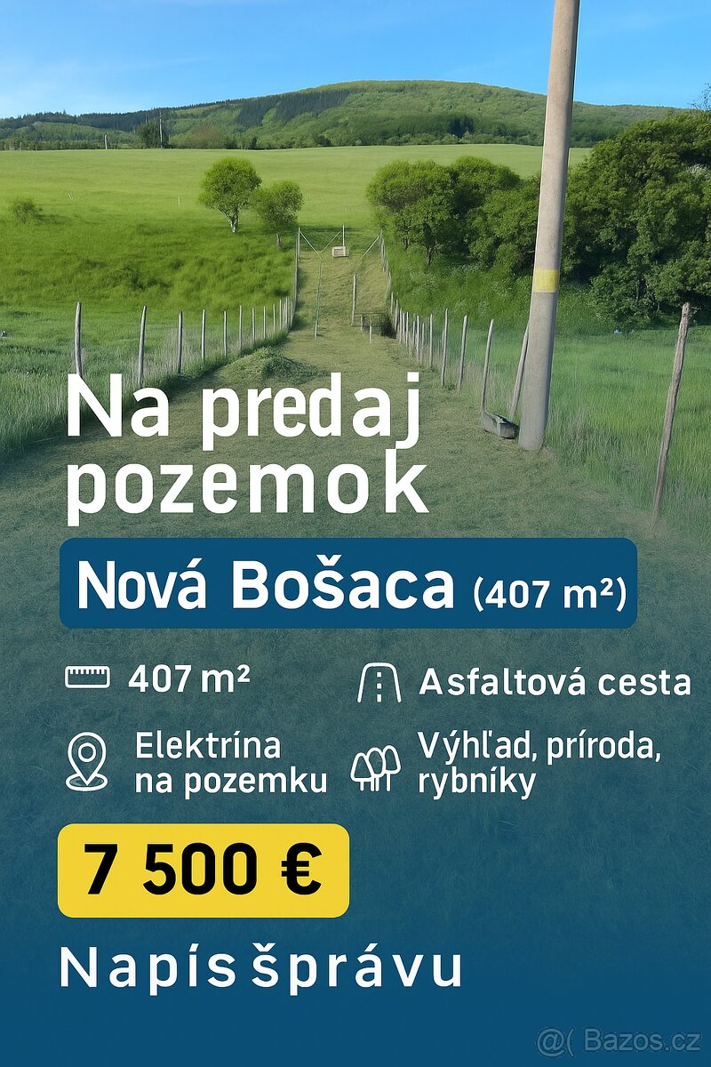 🏡 Na predaj pozemok 407 m² – Nová Bošáca