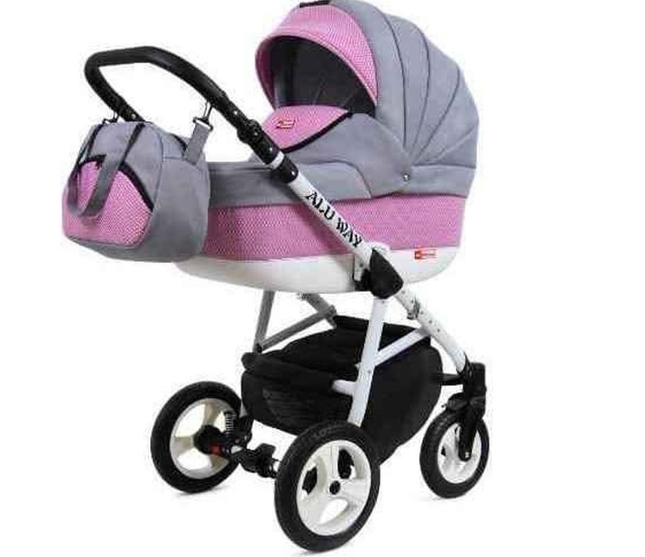 Kočárek 2v1 BabyLux White Lux Sweet Pink