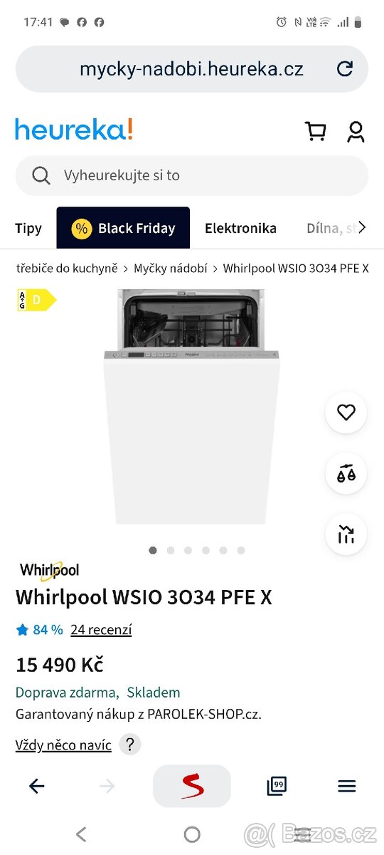 Vestavná myčka Whirlpool