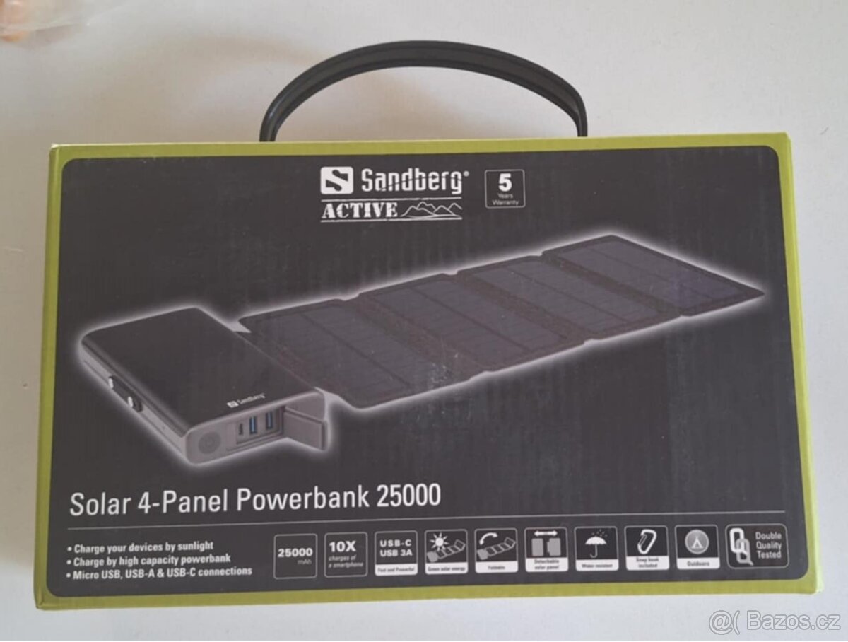 Sandberg Solar 4-Panel Powerbank 25000 mAh, solární nabíječk