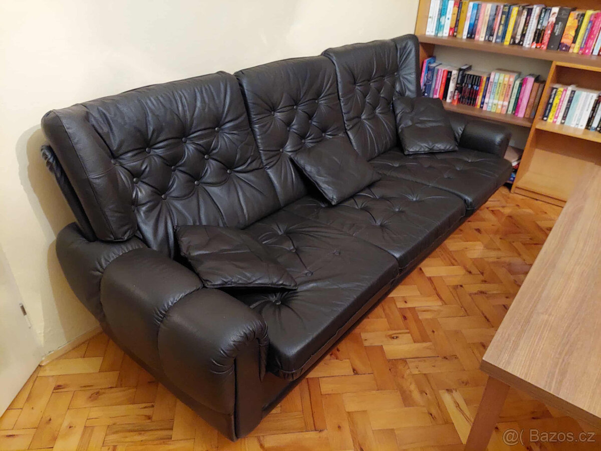 Kožený gauč a 2 křesla