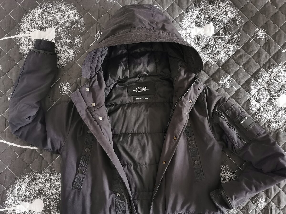 Pánská zimní bunda, parka s kapucí REPLAY, velikost  (S)