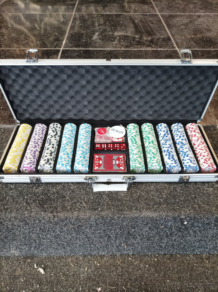 NOVÝ Praktický poker set OCEAN CHAMPION 500 žetonů