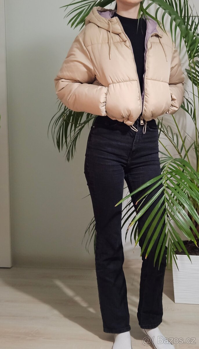 Dámská prošívaná bunda crop béžová vel XS