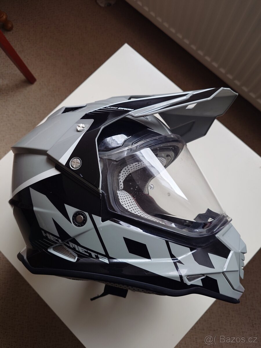 Enduro přilba NOX N312 Crow černo-šedá - Velikost : L