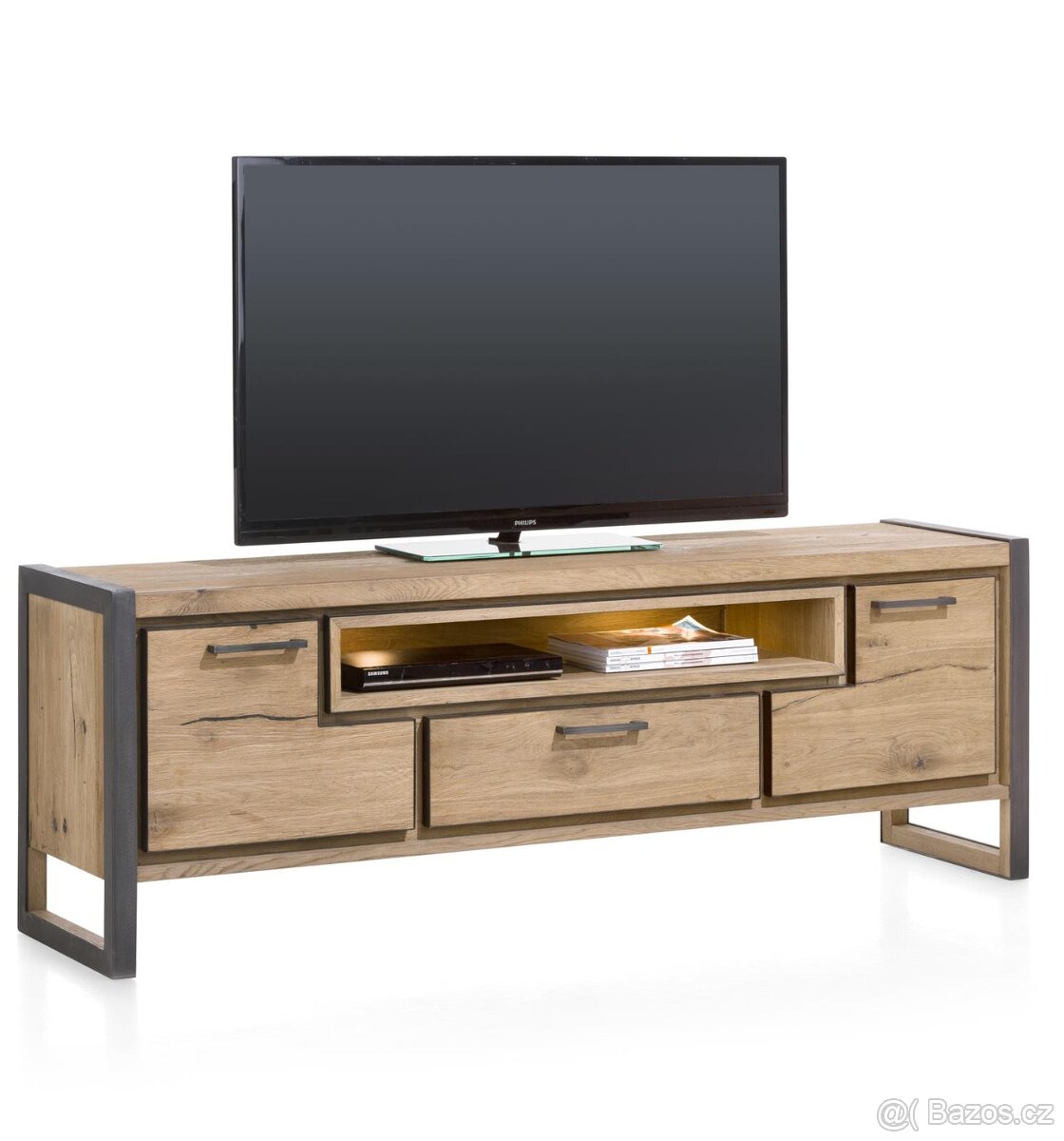 TV komoda z masivu a kovu 170 cm - Metalo