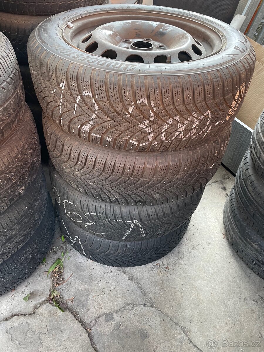 Plech disky 5x112 včetně zimních pneu 205/55R16