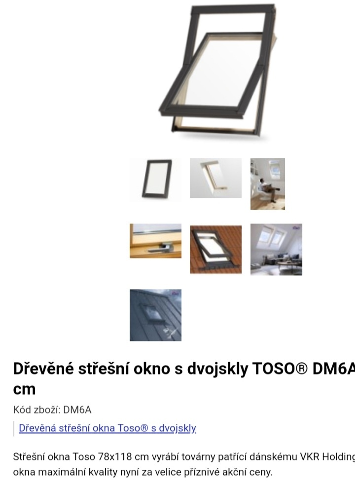 Dřevěná střešní okna dvojsklo TOSO 78x118