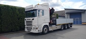 Scania R 580 V8 - 8x4 – Valník + HR-HMF 3220 K7 – EURO 6