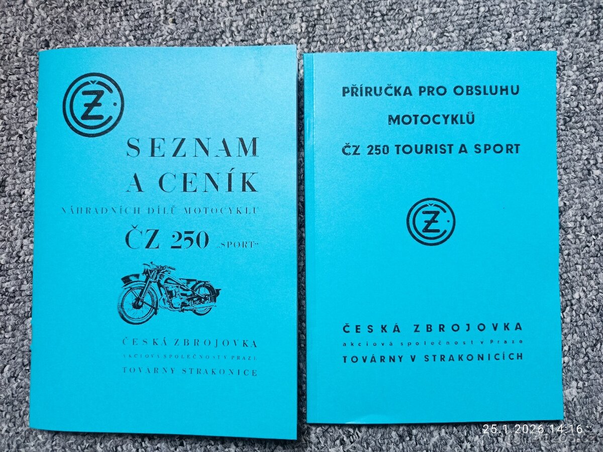 ČZ 250 předválečná - příručky