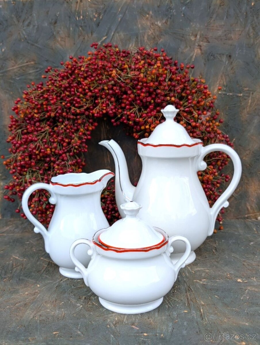 3 ks Porcelánový set,MZ Stará Role,Czechoslovakia.