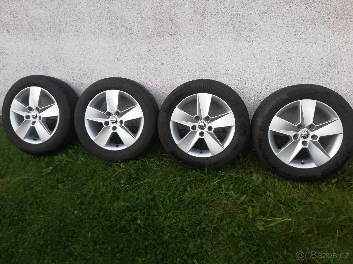 alu Škoda Octavia III, letní 205/55/16, alu orig.Škoda 16"