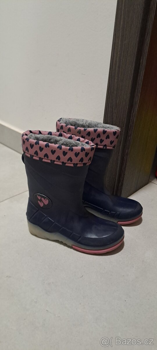 Dívčí svíticí holínky s podšívkou - modrá Velikost 28-29