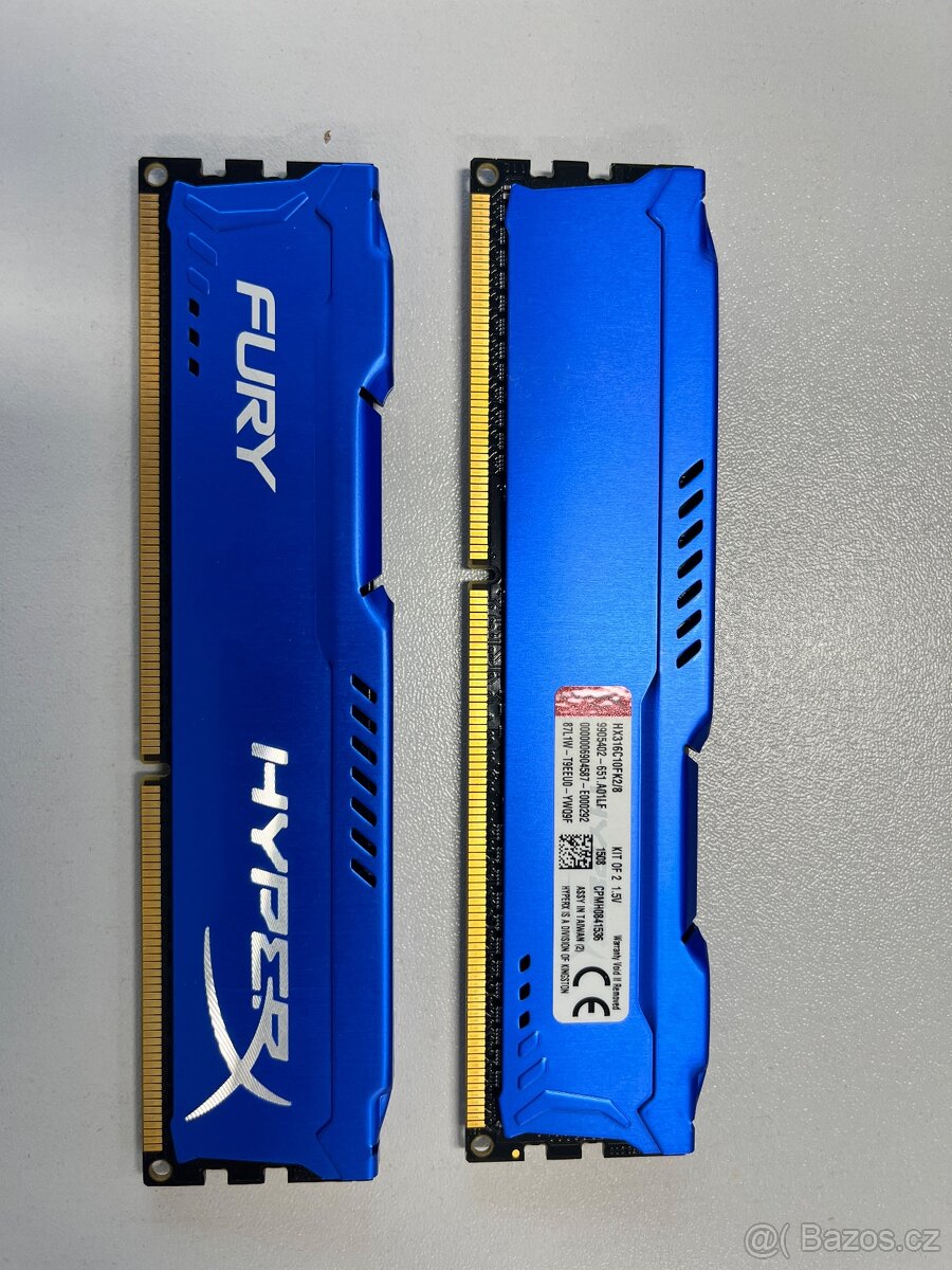 Paměť 8GB (2x4GB) DDR3 1600MHz CL10 HyperX Fury Blu