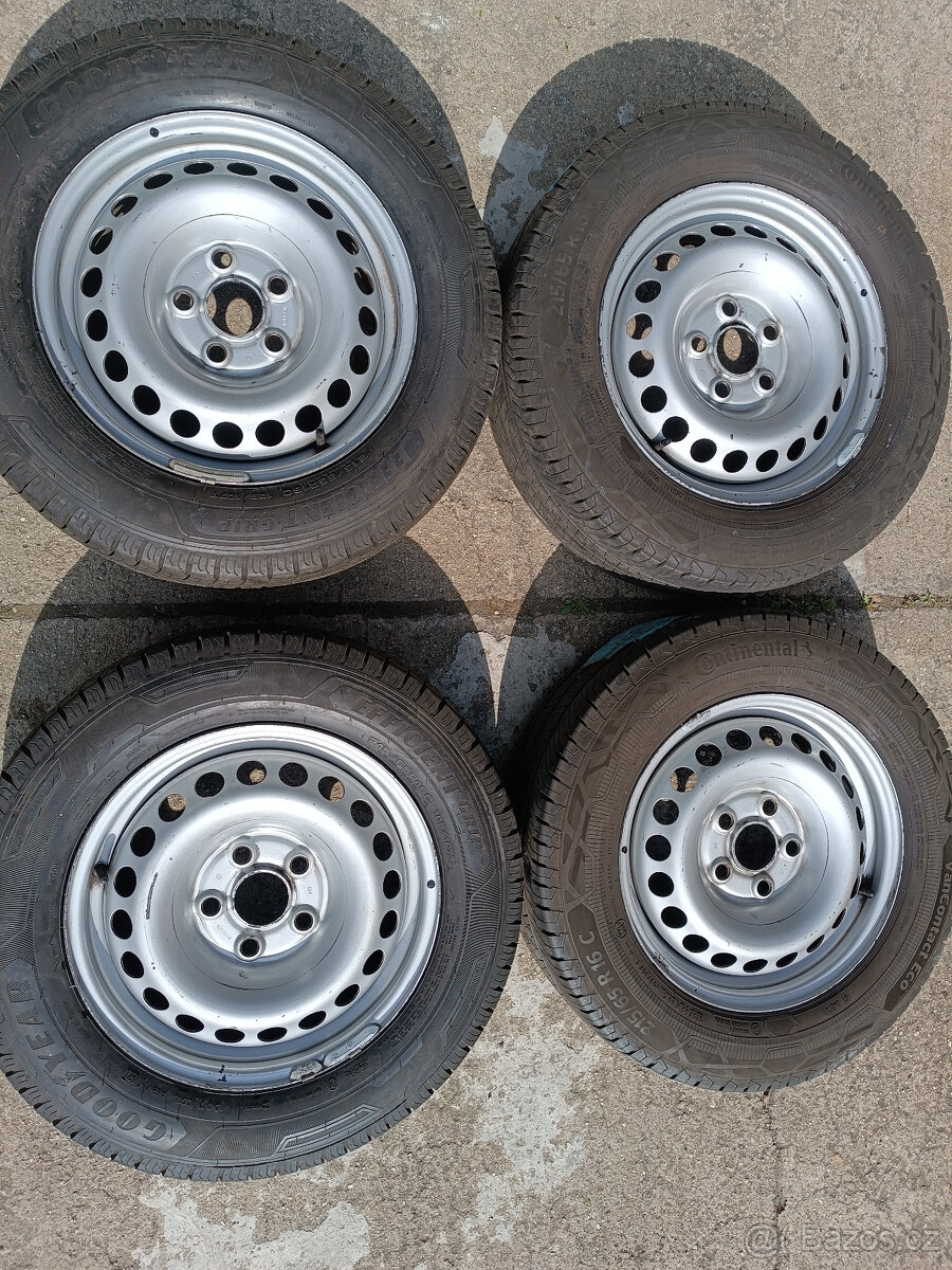 VW T5 T6 - disky 6,5x16 et51 + letní 215/65/16C