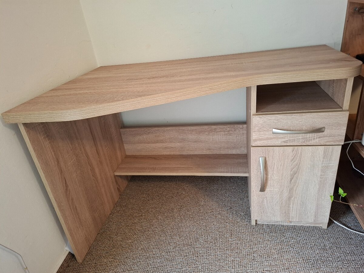 Rohový psací stůl dub sonoma