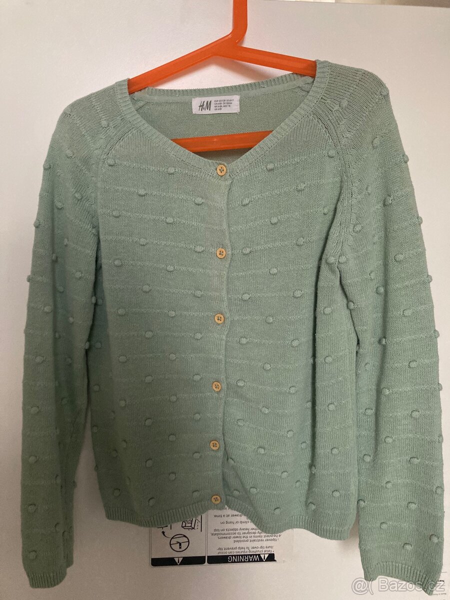 H&M svetr mint 122/128 dívčí