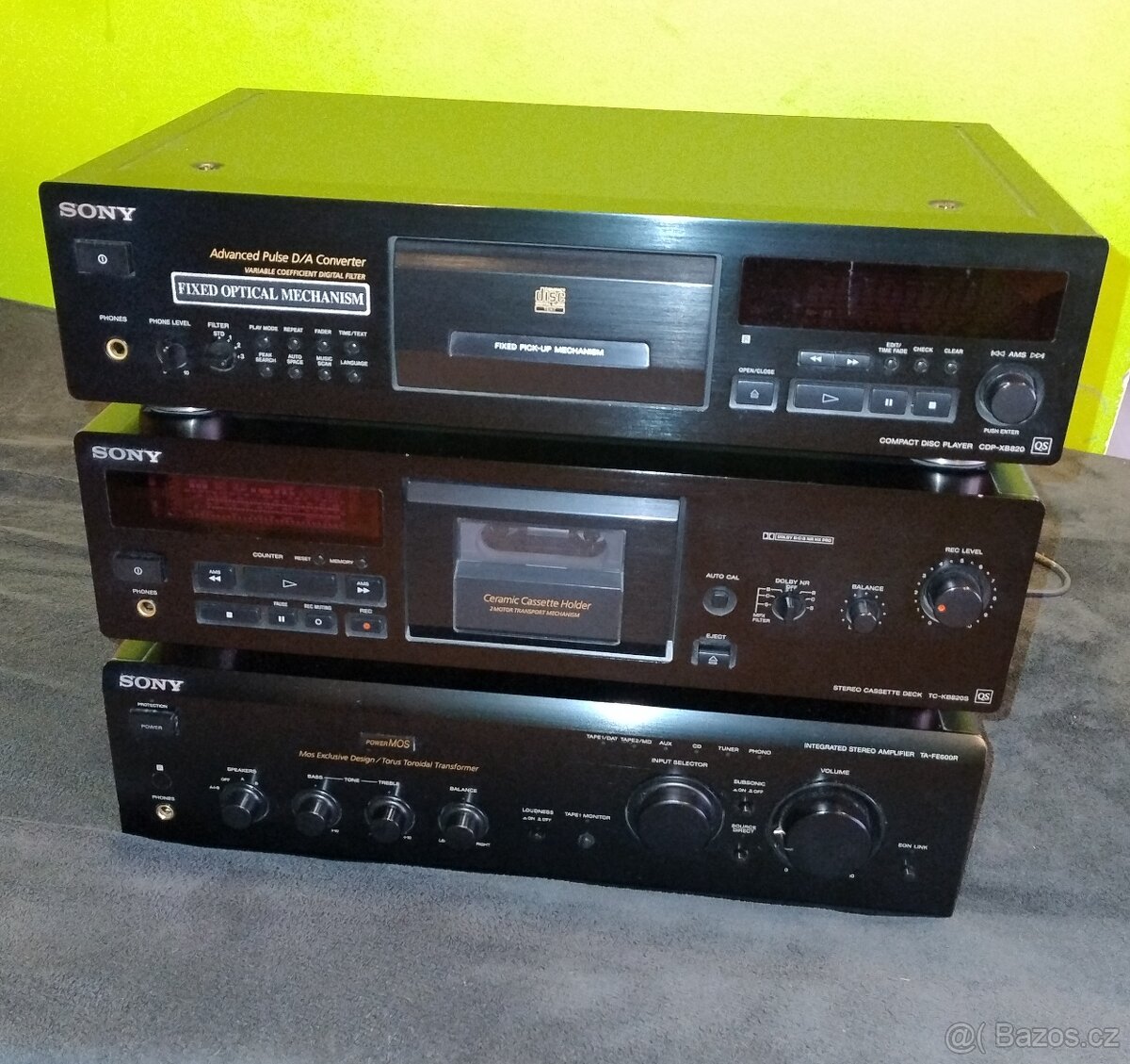 Sony zesilovač, cd player a tape deck