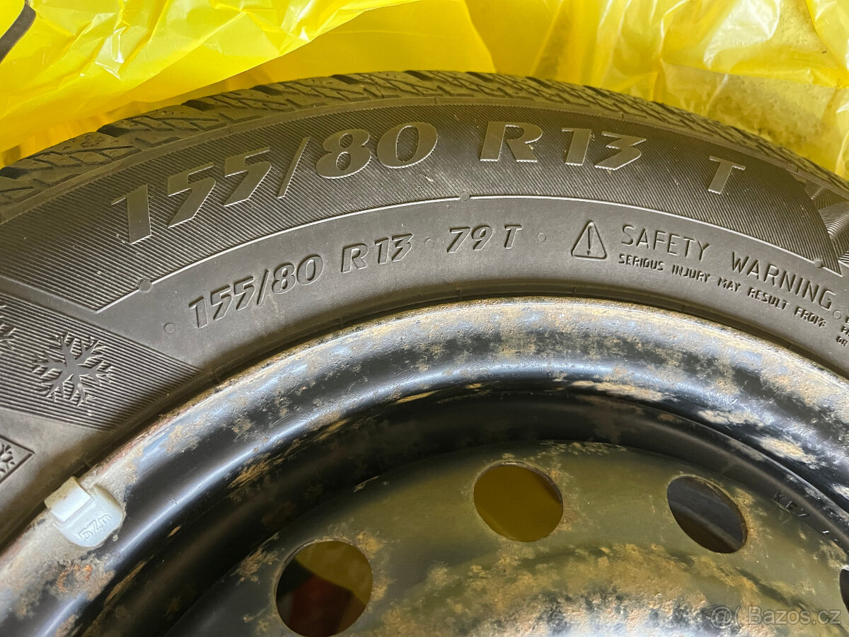 4 ks zimních pneumatik 155/80 R13 vč. plech disků.