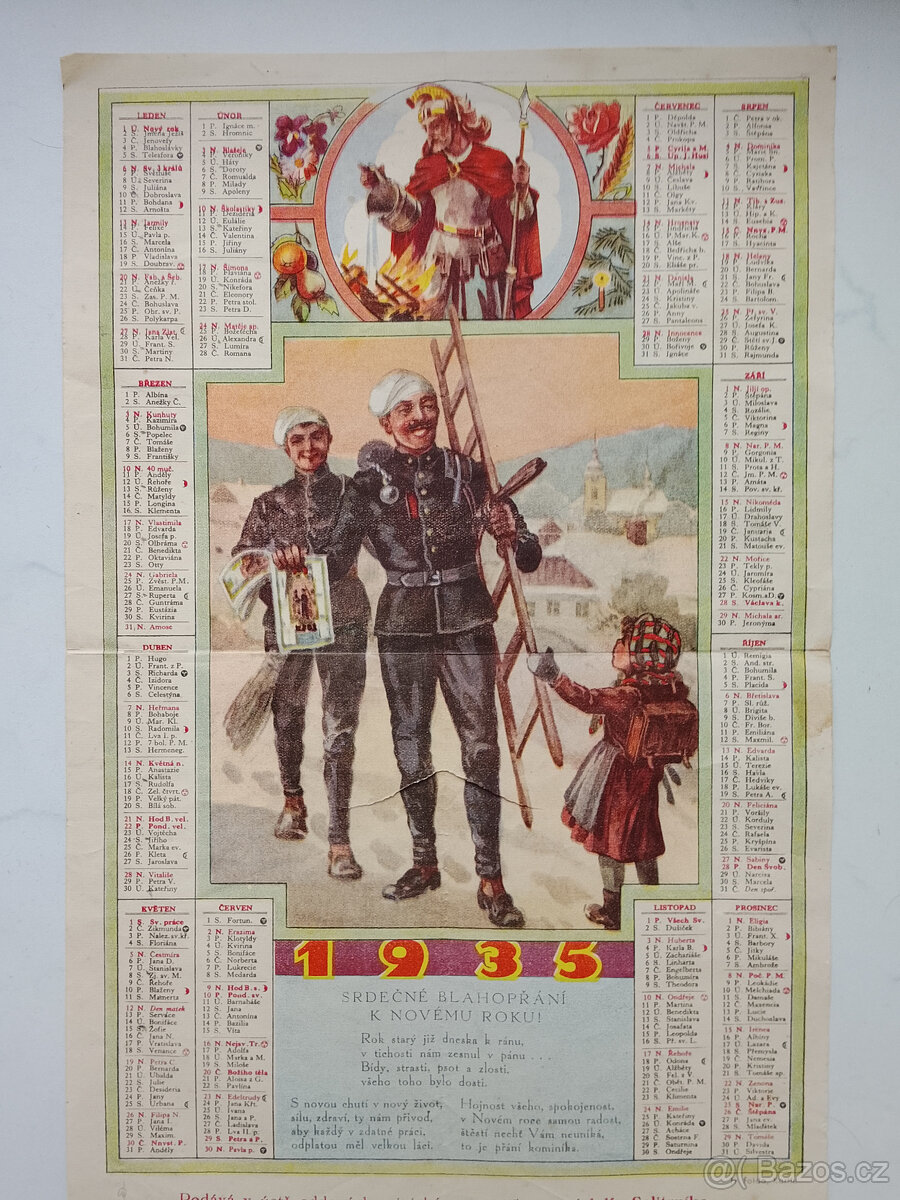 Starý kalendář - plakát, 1935