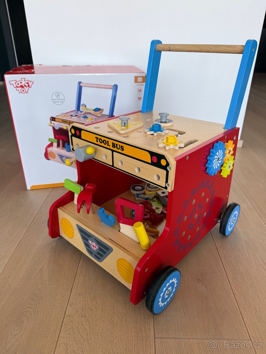 Tooky Toy - Tool Bus Chodítko a pracovní stůl