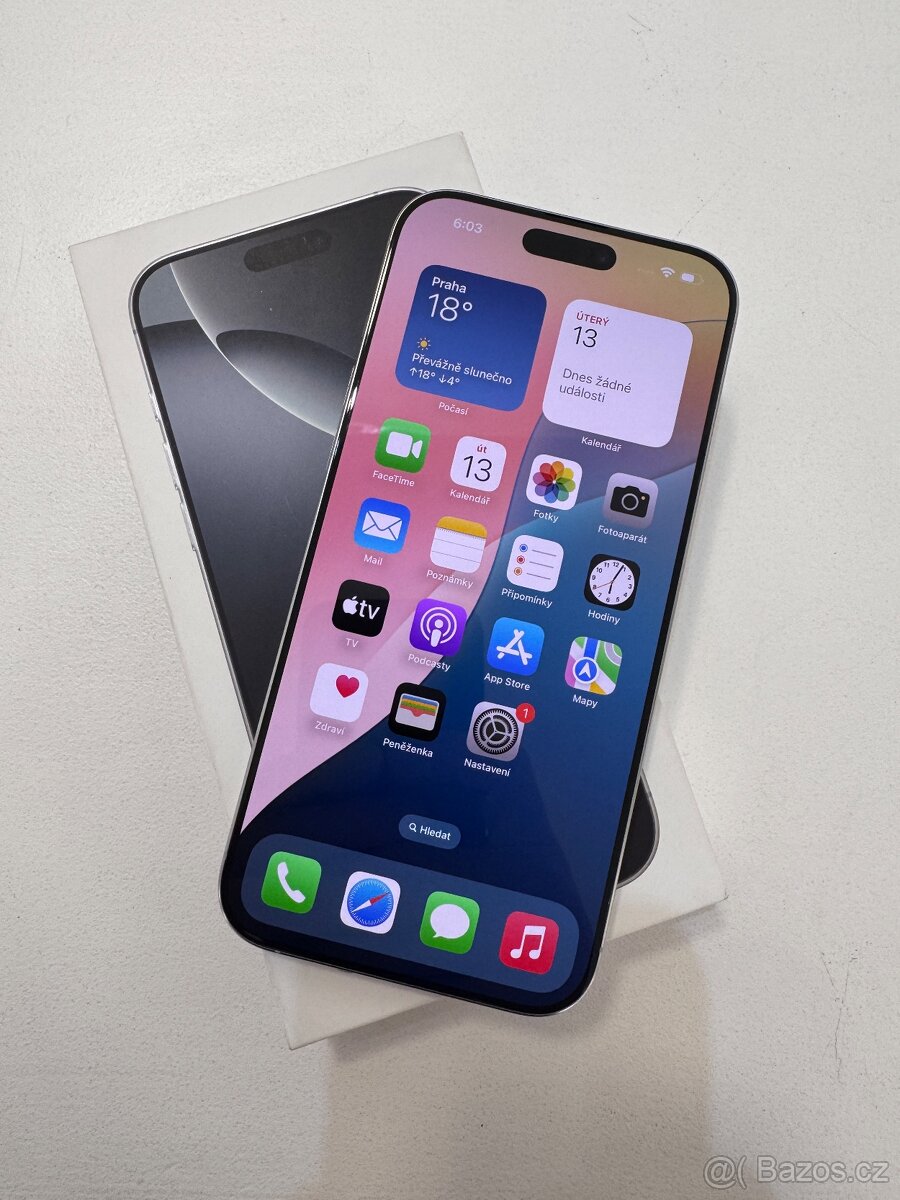 iPhone 16 Pro Max 256 GB – bílý, top stav, 2 roky záruka